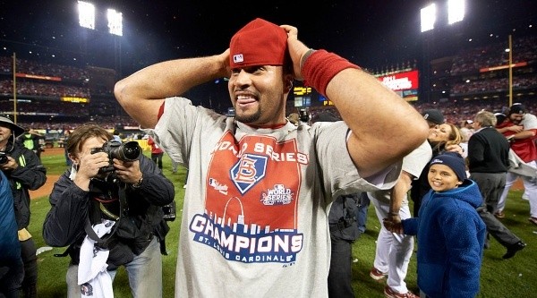 Albert Pujols celebrating his 2nd World Series. (Getty)