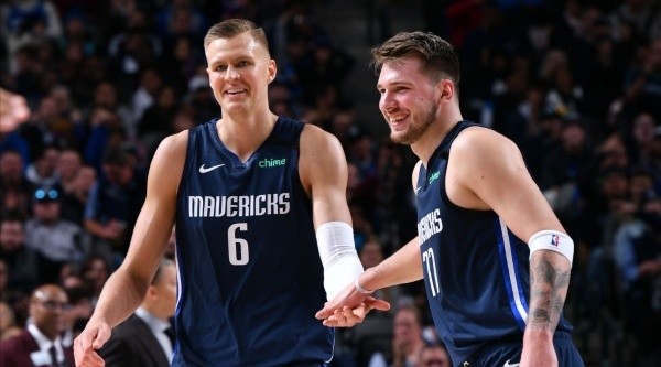 Luka Doncic &amp; Kristaps Porzingis. (Getty)