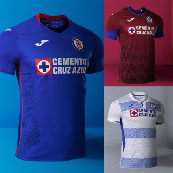 Así lucen las tres playeras de Cruz Azul para la temporada 2020-2021. (Joma)
