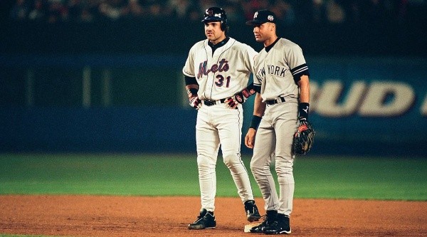 Derek Jeter (Yankees) & Mike Piazza (Mets). (Getty)