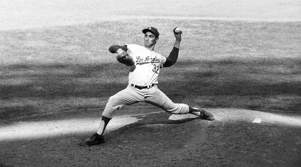 Sandy Koufax pitching vs. the Yankees in the 1963 World Series. (Getty)