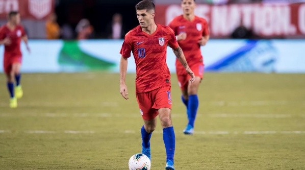 Christian Pulisic playing for the USMNT (Getty).
