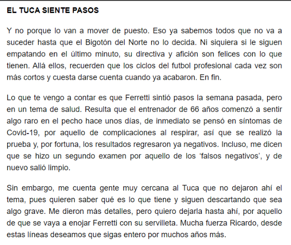 Columna sobre Ricardo Ferretti (Francotirador de Récord)