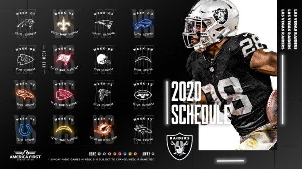 El calendario de los Raiders (Las Vegas Raiders)