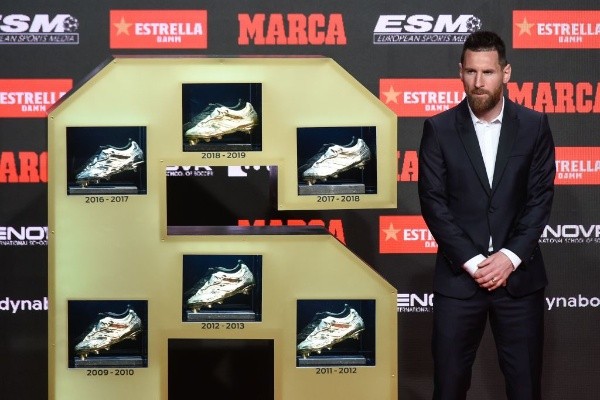 Messi con sus 6 botas de oro. (Getty)