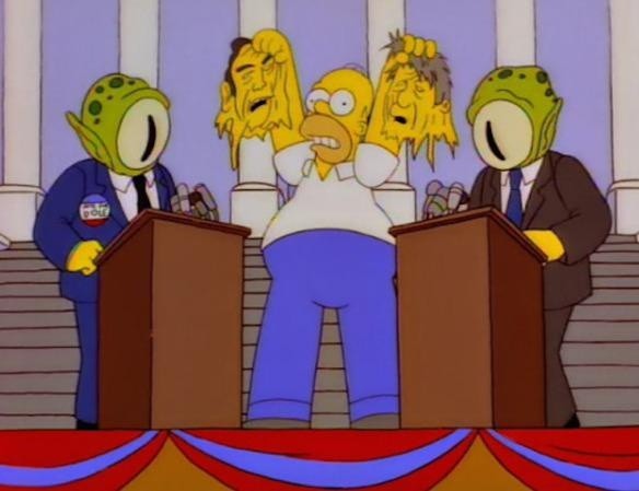Los extraterrestres de Los Simpson presentes en el debate Trump - Biden