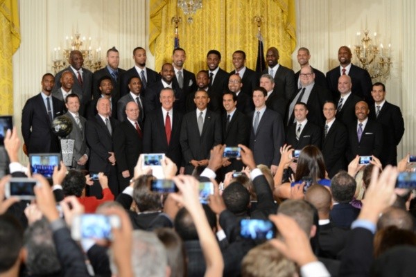 Miami Heat celebrando en la Casa Blanca con el Presidente Barack Obama (Getty)