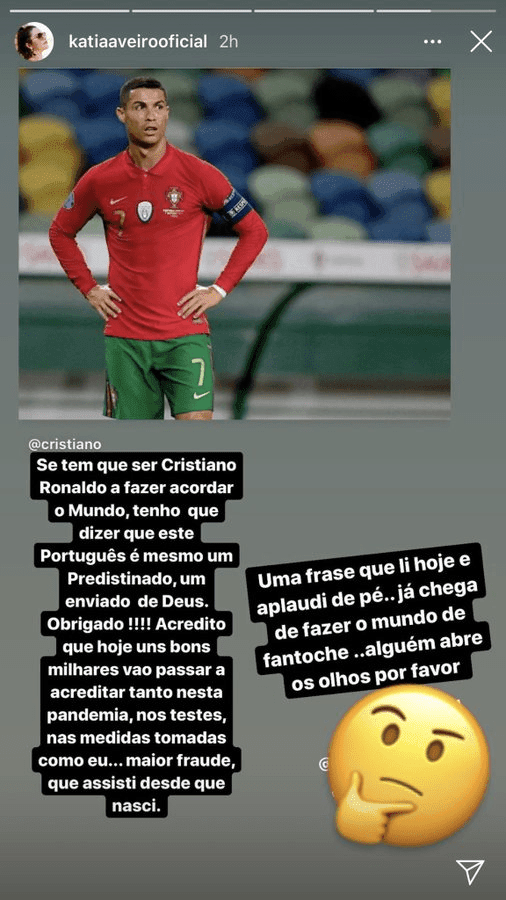 Katia Aveiro’s Instagram story. (Instagram @katiaveriooficial)