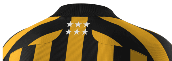 Las seis estrellas en el cuello de la camiseta de los Pittsburgh Steelers.