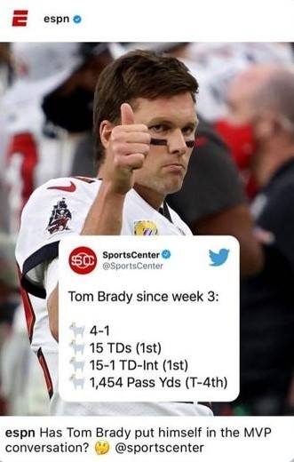 Estadísticas de Tom Brady en el 2020 (@SportsCenter)