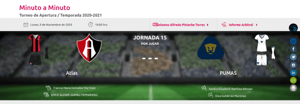 Uniformes y datos del Pumas UNAM vs Atlas en Liga MX Femenil
