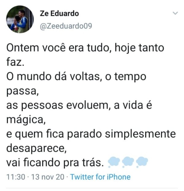 Mensagem de Zé Eduardo viraliza. Reprodução/Twitter