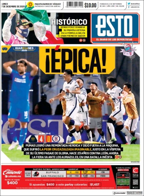 Pumas UNAM: las portadas de los principales medios deportivos de México  tras el histórico triunfo ante Cruz Azul por la Liguilla | Liga MX