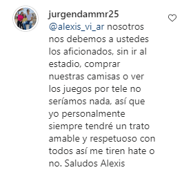 Comentario de Jürgen Damm en la publicación del video.
