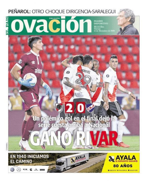 La tapa del diario 'Ovación'.