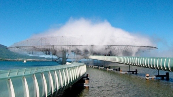 Para combatir las altas temperaturas, se creó una nube que dé aire fresco.     Fuente: @fifaworldcup
