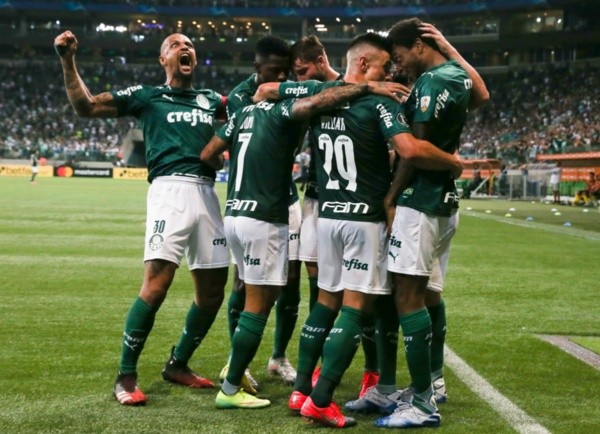 Comemoração de gol do Palmeiras. Foto: Getty Images