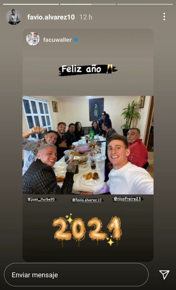 Historia de la cuenta de Instagram de Favio Álvarez.