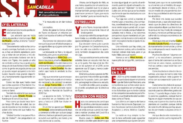 Columna sobre Tigres de SanCadilla.
