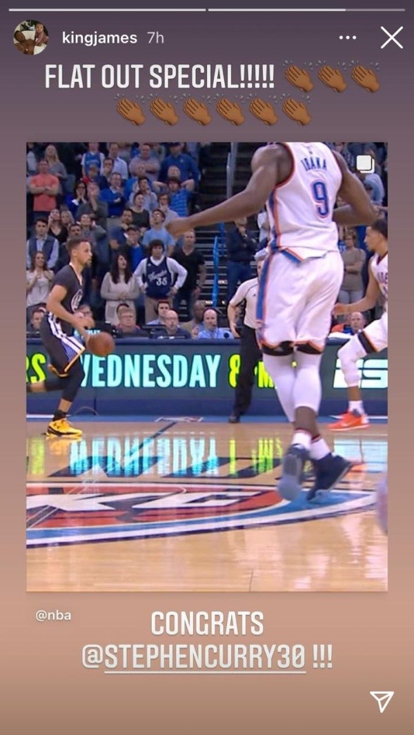 Reaccion de LeBron al record de Curry