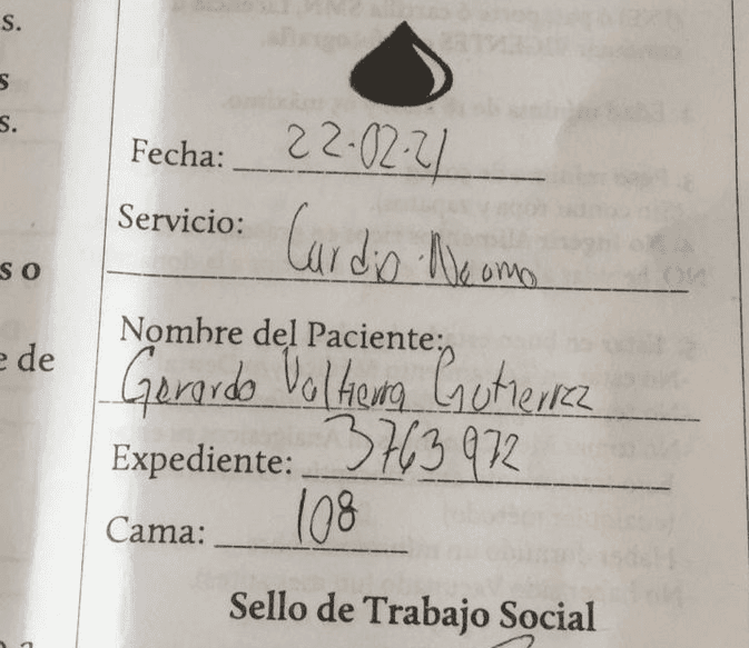 Información para donar sangre a Gerardo Valtierra. Foto:@Javier_Alarcon_