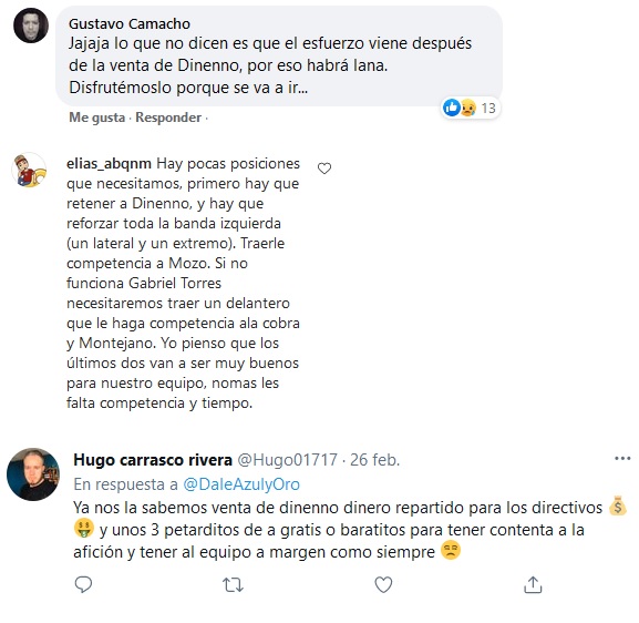 Opiniones de la afición de Pumas en la cuenta de Facebook, Instagram y Twitter de Dale Azul y Oro.