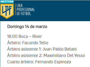 Foto: Página oficial de la Liga Profesional del Fútbol Argentino.