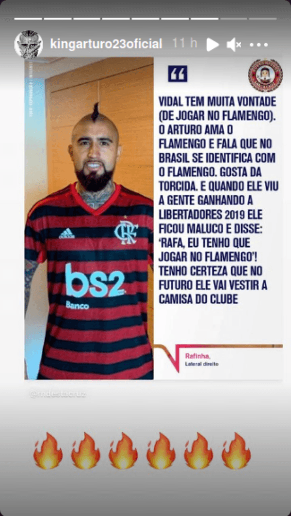 Arturo Vidal en Instgram Stories