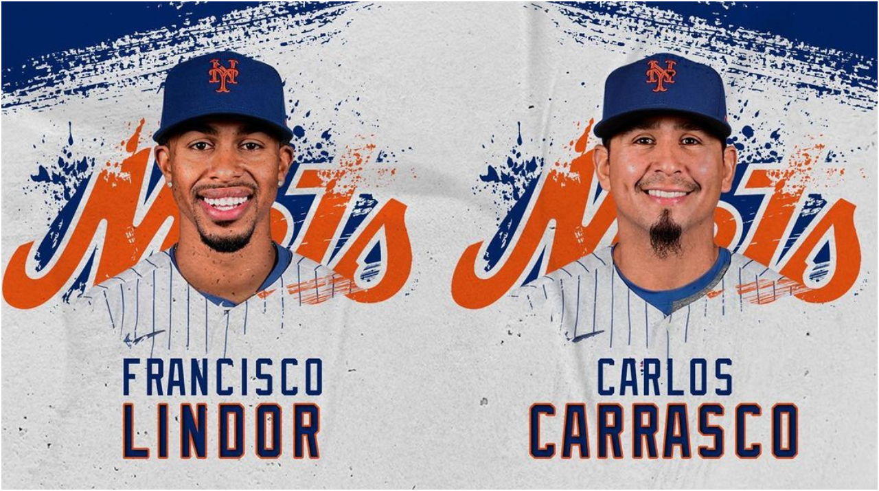 Francisco Lindor y Carlos Carrasco (Foto: @Mets)
