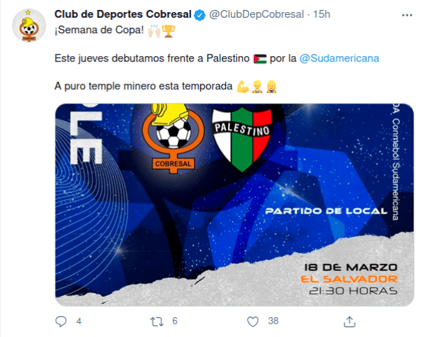 Cobresal vs. Palestino en Copa Sudamericana
