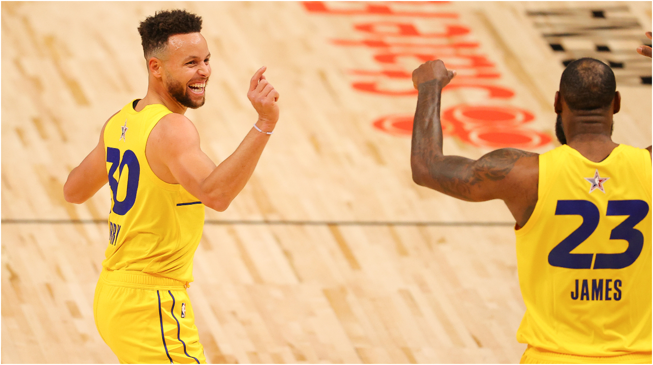 Stephen Curry y LeBron James durante el All-Star Game 2021 (Foto: Getty)