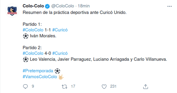 Colo Colo vs Curicó Unido en Pretemporada