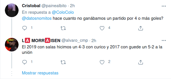Respuestas a Colo Colo en Twitter