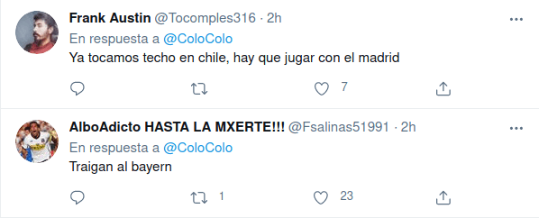 Respuestas a Colo Colo en Twitter