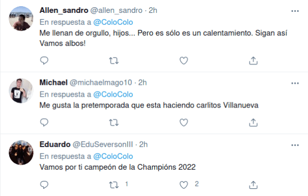 Respuestas a Colo Colo en Twitter