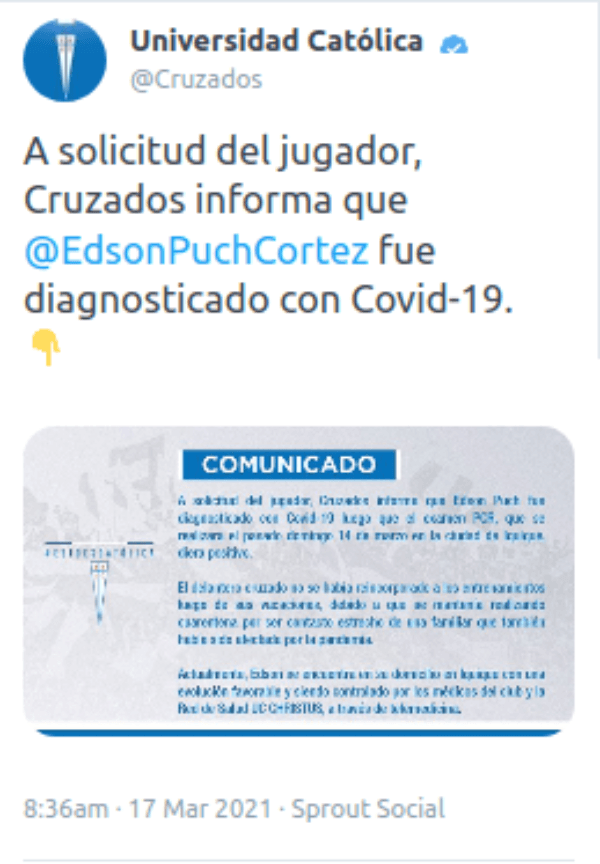 Comunicado UC sobre caso de Edson Puch