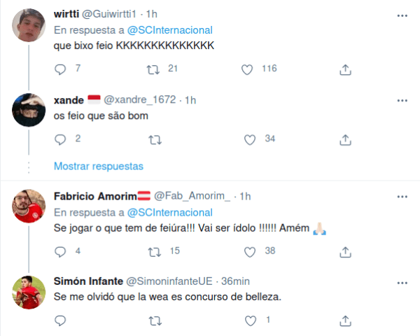Reacción a Carlos Palacios en hinchada de Inter de Porto Alegre
