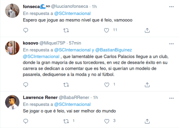 Reacción a Carlos Palacios en hinchada de Inter de Porto Alegre