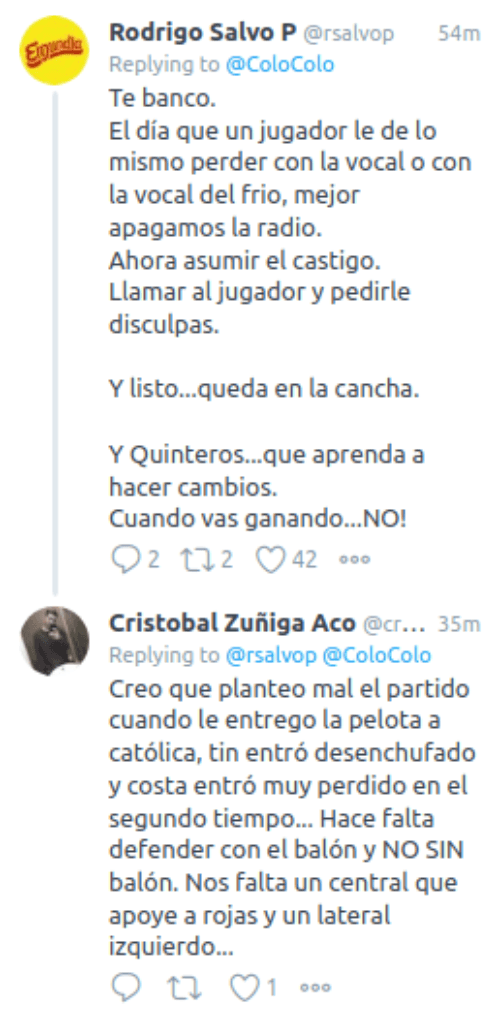 Reacción de la hinchada en Twitter de Colo Colo