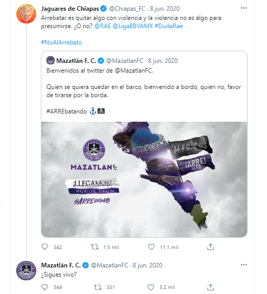 Mazatlán se burló de Jaguares en Twitter.