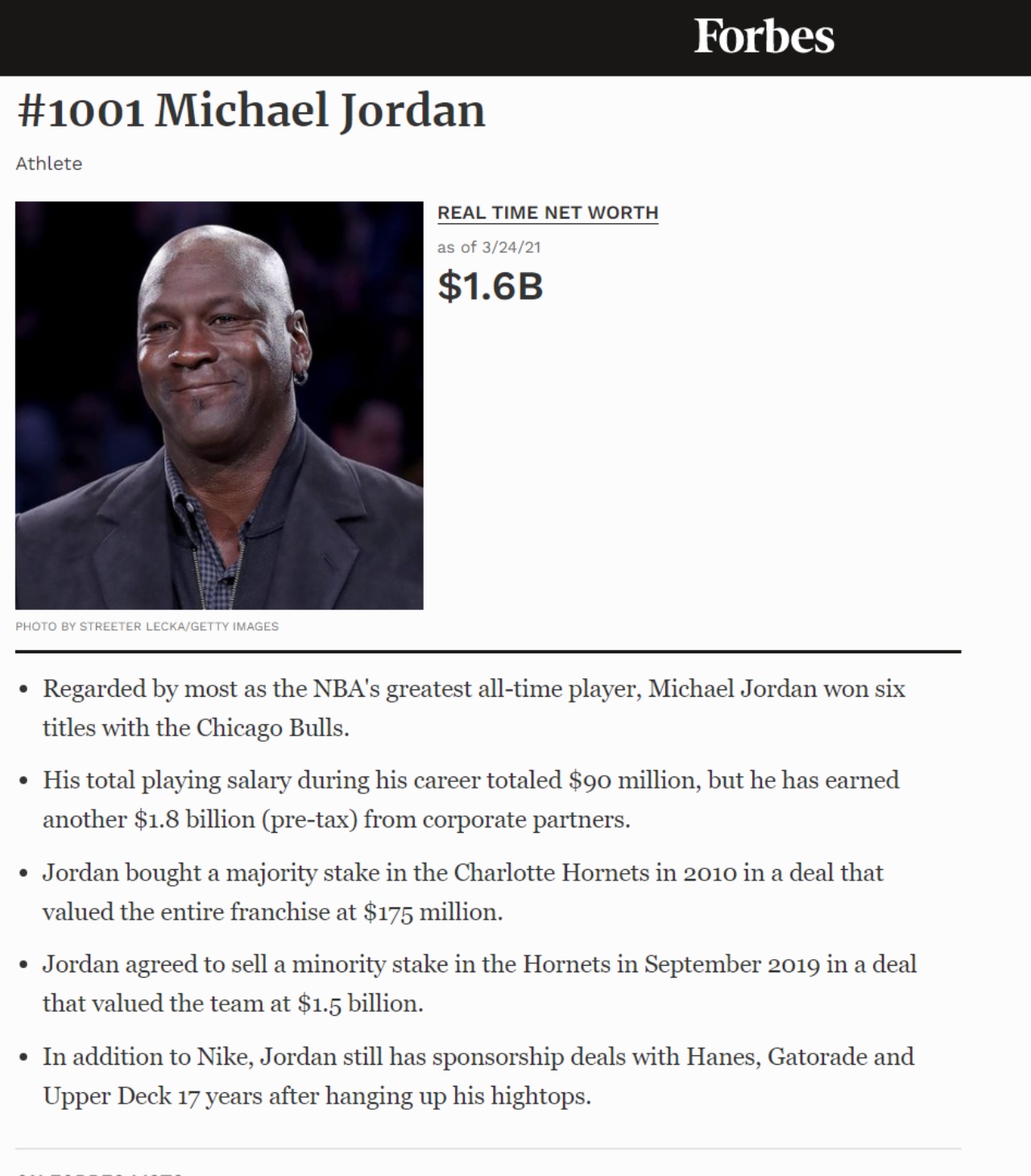 Perfil de Michael Jordan (Forbes)