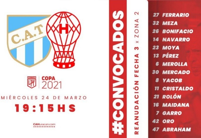 Foto: Twitter oficial de Huracán.