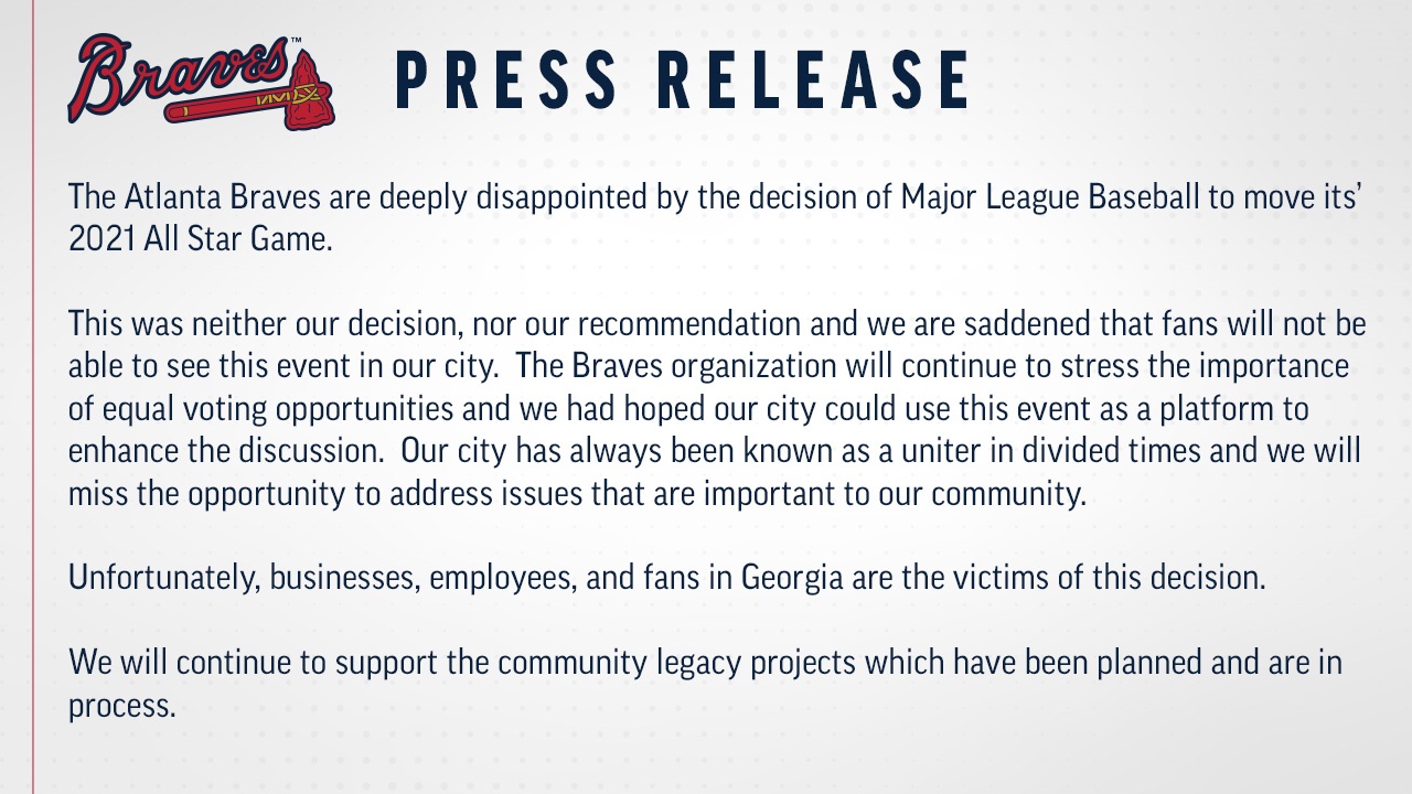 Comunicado Atlanta Braves