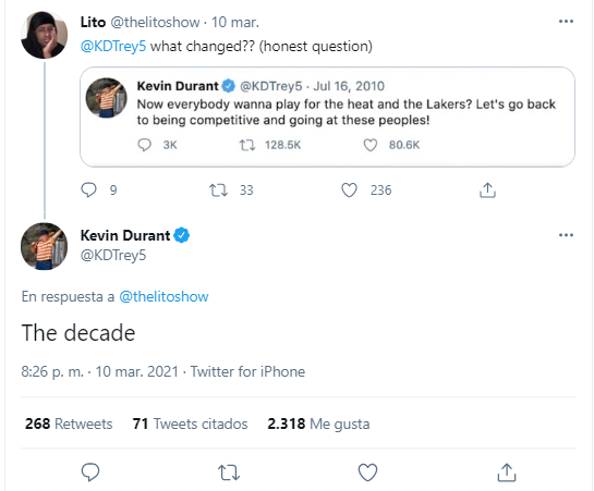 Tuit de Kevin Durant