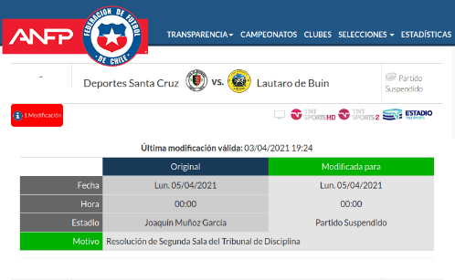 Lautaro de Buin vs. Deportes Santa Cruz en Primera B