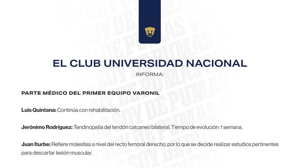 Comunicado oficial de Pumas UNAM sobre esta situación (Twitter)
