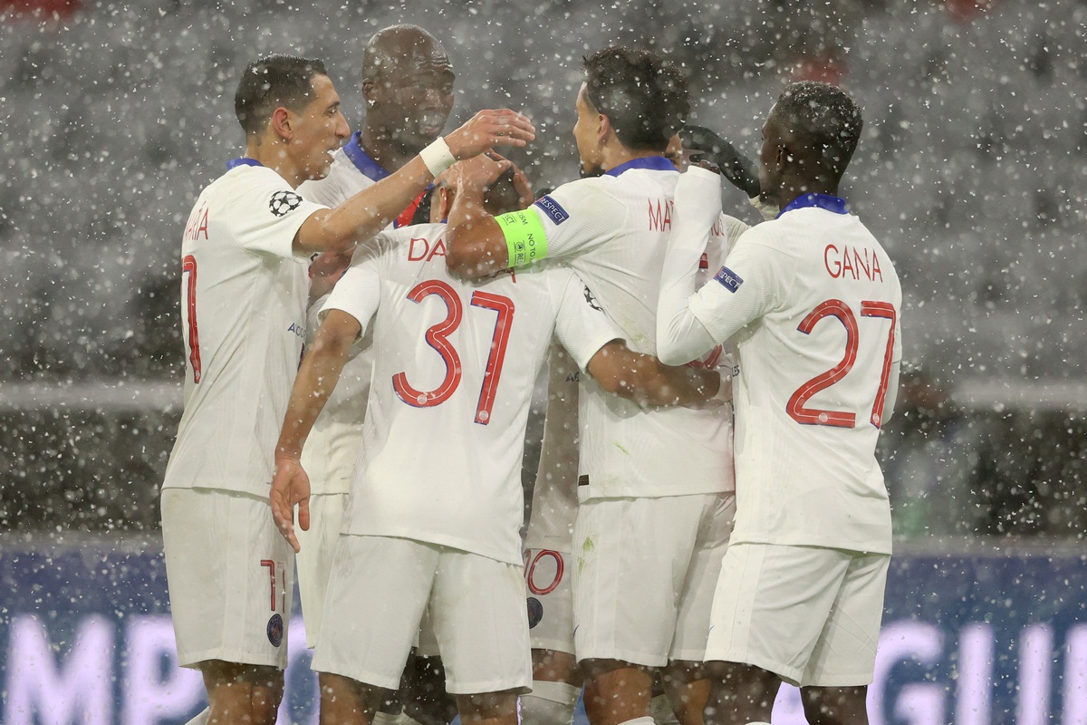 Comemoração de gol do PSG. Foto: Getty Images