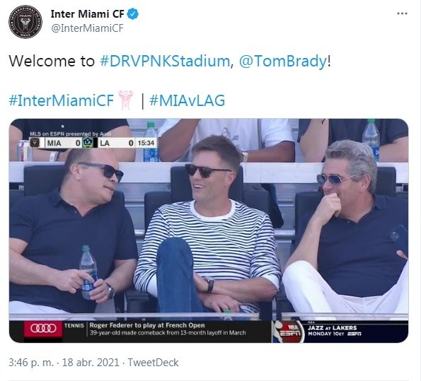 Tom Brady en el Drive Pink Stadium (Foto: @InterMiamiCF)