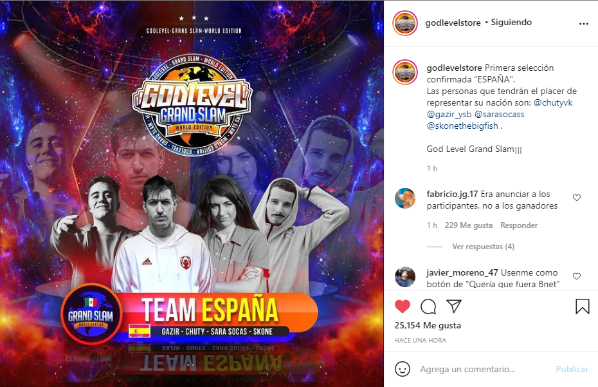 Team España para la God Level Grand Slam 2021 (Instagram @godlevelstore)