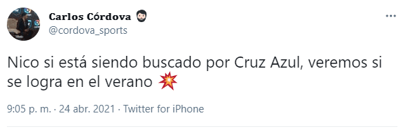 Tuit de Carlos Córdova